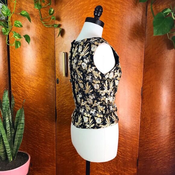 50’s 50s VINTAGE PEACOCKS Metallic Lame Blouse M L - Picture 7 of 10